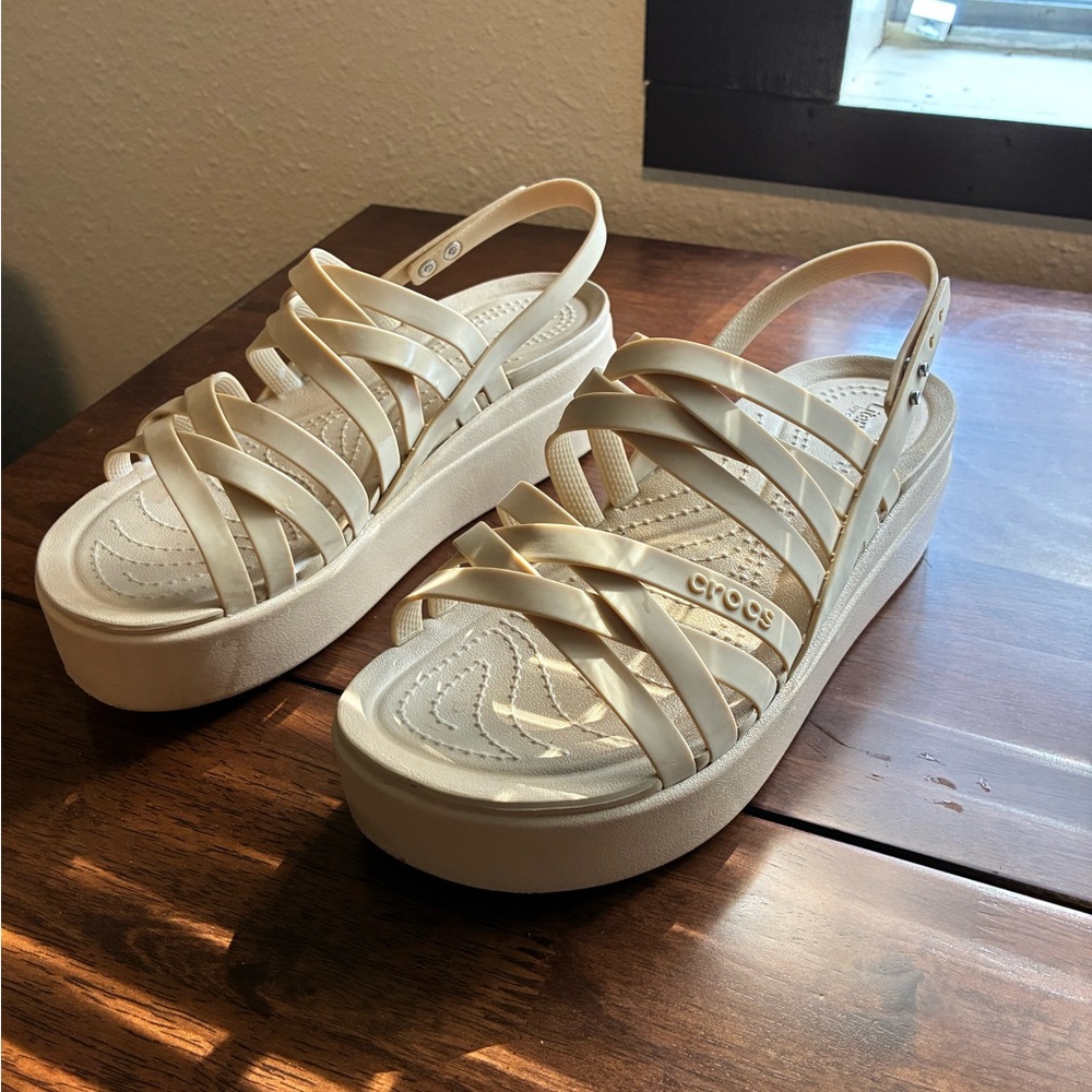 CROCS Women's Strappy Cream Sandals
